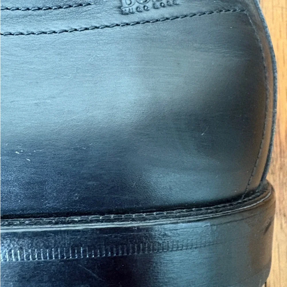 Hugo Boss Black Leather Square Toe Derby Dress Shoes Italy Classic Men's 11‎